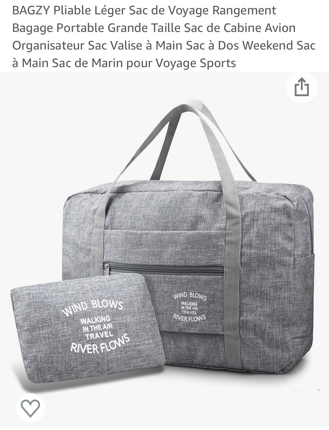 Sac de Voyage pliable 30L gris -40% - GEO Gabon Shop Online 