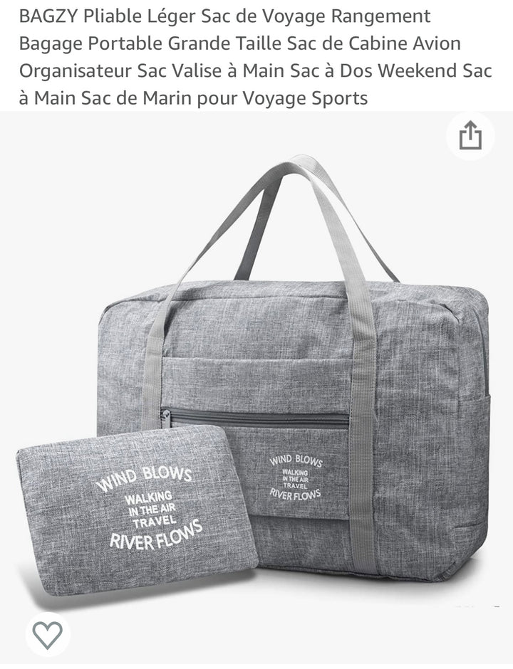 Sac de Voyage pliable 30L gris -40% - GEO Gabon Shop Online 