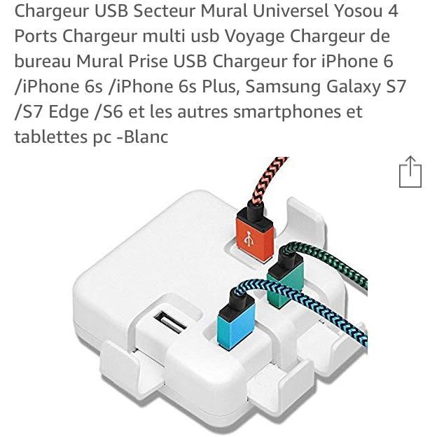 Chargeur secteur 4 Usb -40% - GEO Gabon Shop Online 