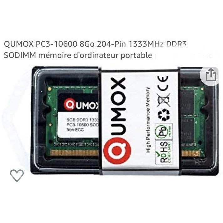 Qumox DDR3 SO-DIMM 8 Go -38% - GEO Gabon Shop Online 
