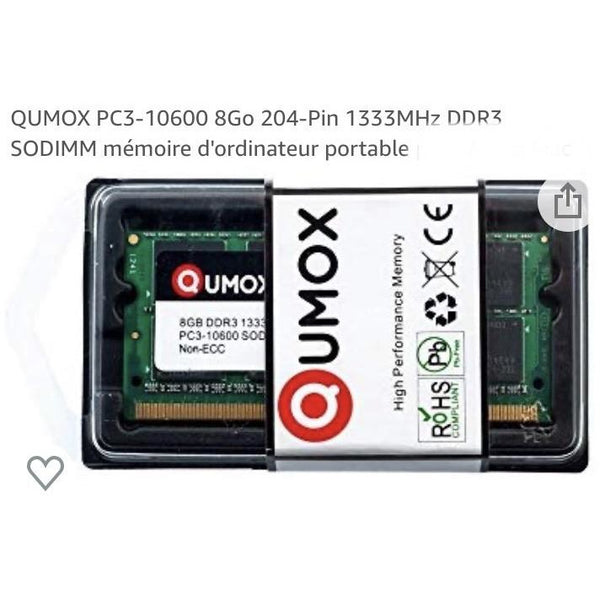 Qumox DDR3 SO-DIMM 8 Go -38% - GEO Gabon Shop Online 