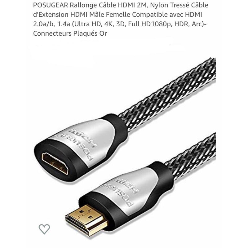 HDMI Rallonge haute qualité M->F 2 m -25% - GEO Gabon Shop Online 