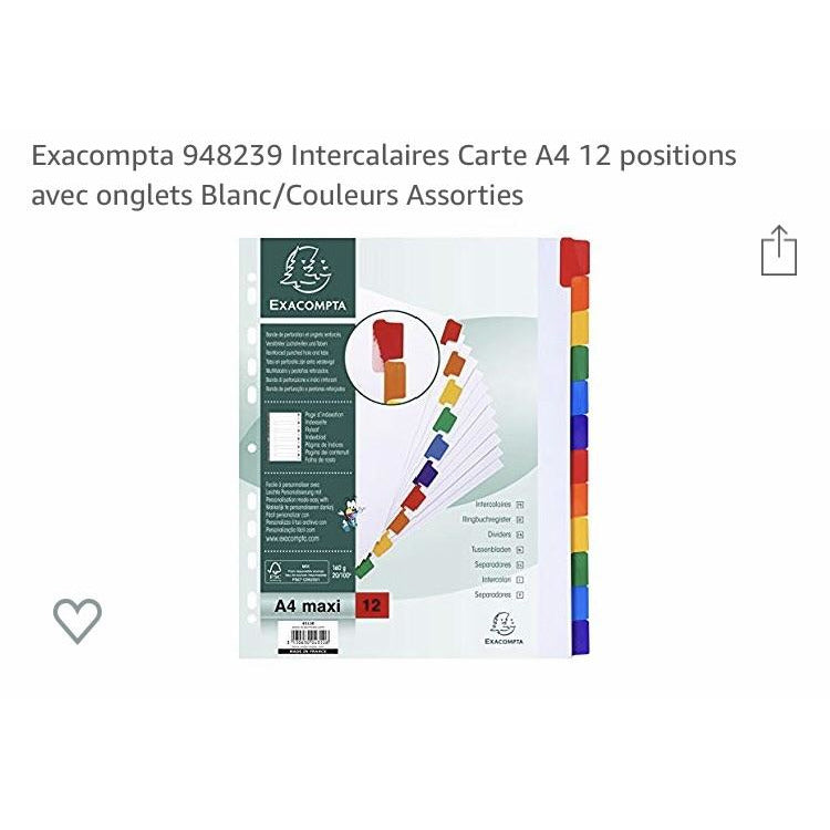 Intercalaires A4 maxi 12 pos 160g -20% - GEO Gabon Shop Online 