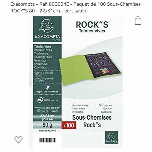 Sous-chemises Rock’s vert sapin 80g paquet de 100 -20% - GEO Gabon Shop Online 