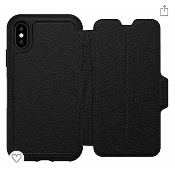 Étui portefeuille en cuir véritable noir iPhone X/XS -50% - GEO Gabon Shop Online 