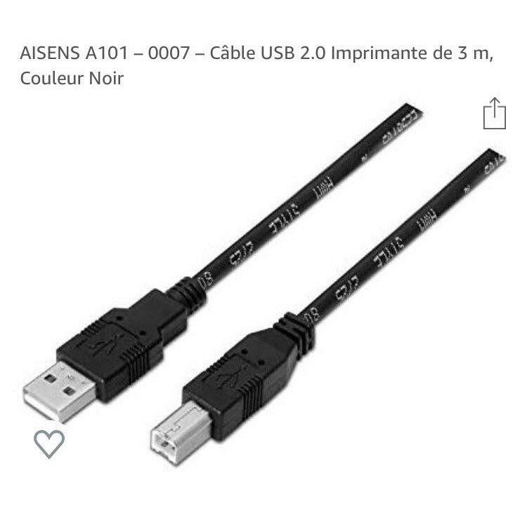 Cable imprimante USB 2.0 A/B 3m -38% - GEO Gabon Shop Online 