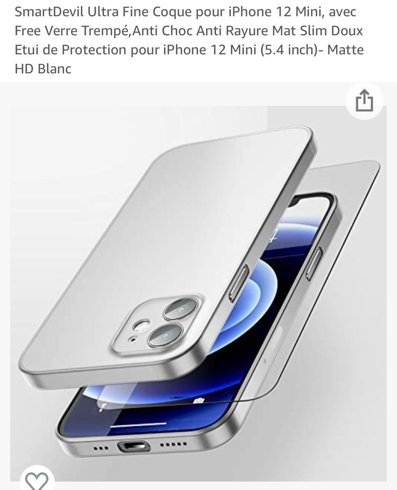 Coque Protection IPhone 12 mini + Verre Protection Écran -10%