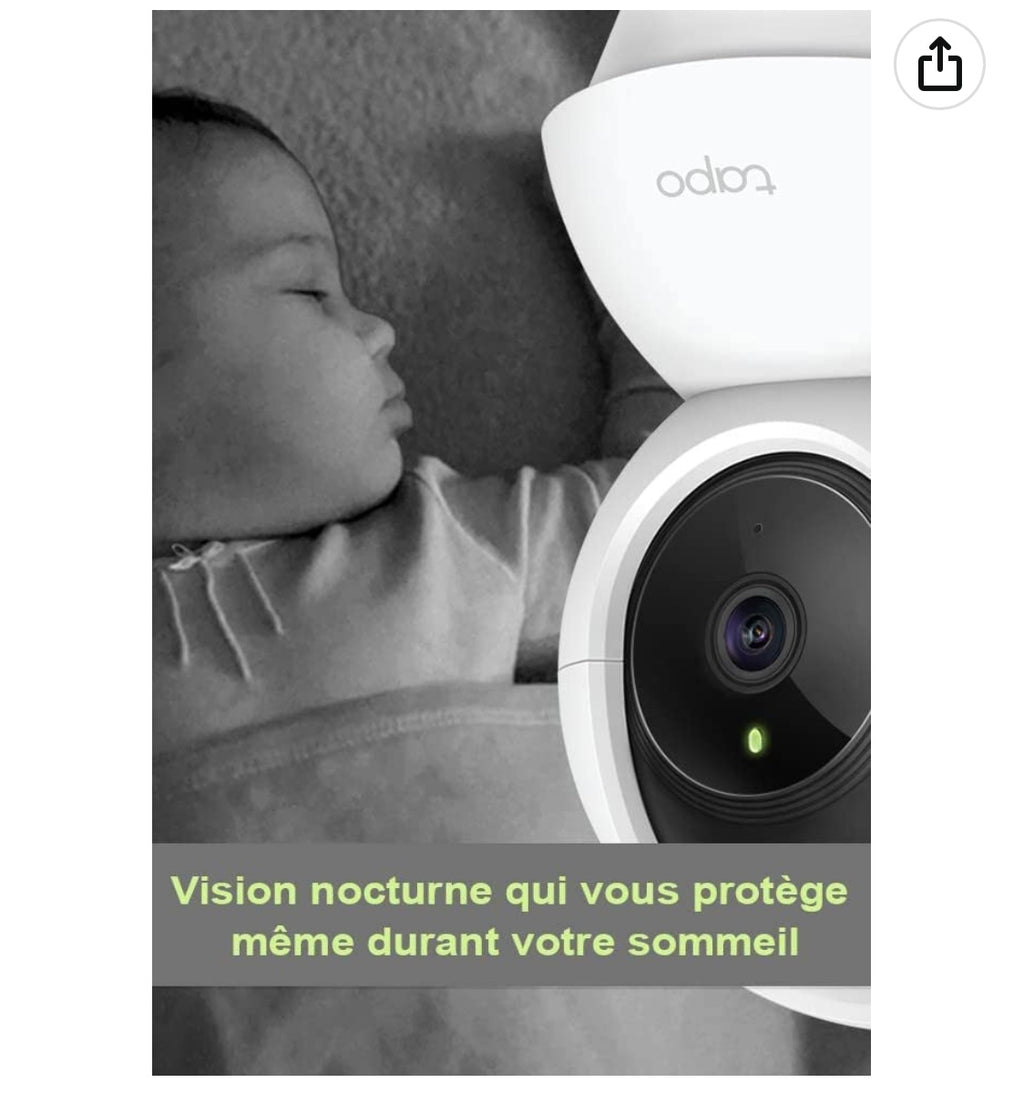Tapo Caméra WiFi de surveillance intérieure 1080P 360 iOS/Androïd -10.000F