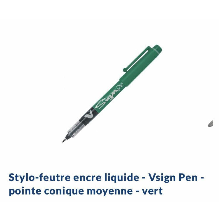 Stylo Feutre écriture V-SIGN PEN encre verte -20% - GEO Gabon Shop Online 