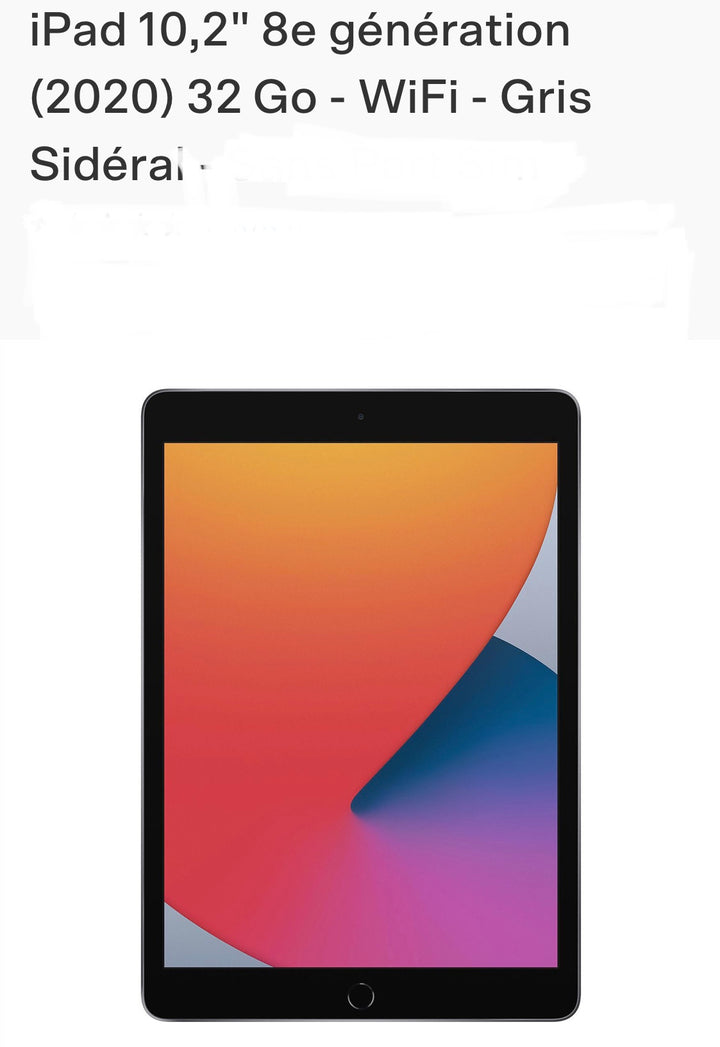 Tablette 10.2" iPad 8 (32gb/Wifi) + Coque/Verre protection - Démo -50.000f - GEO Gabon Shop Online 