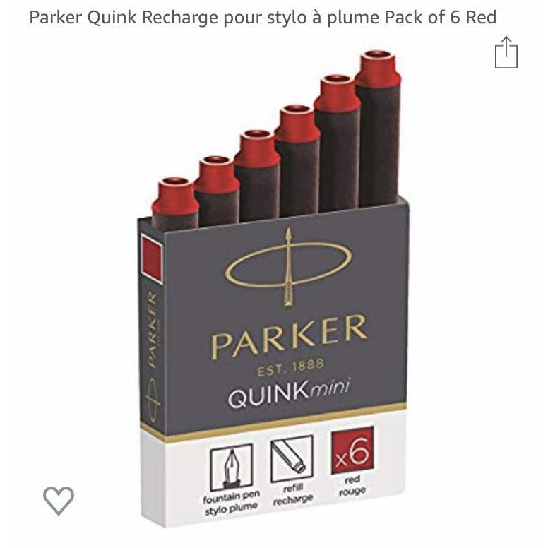 Cartouches encre rouge Quink mini étui de 6 -50% - GEO Gabon Shop Online 