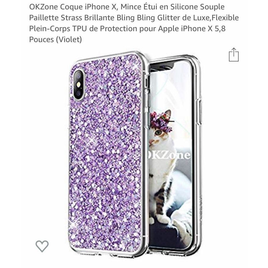 Coque en Silicone Violet + Strass iPhone X/XS -33% - GEO Gabon Shop Online 