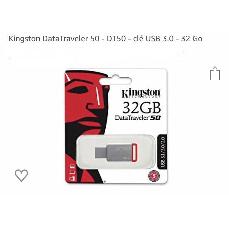 Clé USB 32 Gb 3.1 Kingston DataTraveler 50 -50% - GEO Gabon Shop Online 