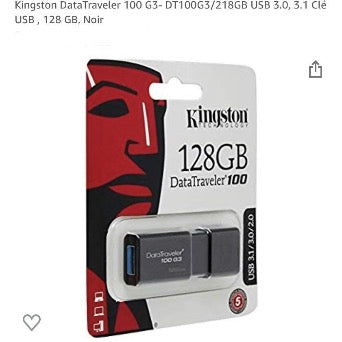 Clé USB128 Gb 3.1 Kingston DataTraveler 100 -50% - GEO Gabon Shop Online 