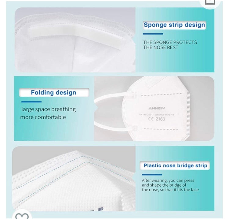 Masques FFP2 jetables blancs (sachet de 5) -33% - GEO Gabon Shop Online 