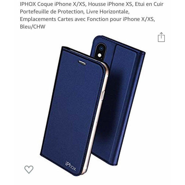 Étui portefeuille en cuir bleu iPhone X/XS -50% - GEO Gabon Shop Online 