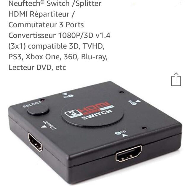 HDMI Switch/Splitter/Répartiteur 3E/1S -25% - GEO Gabon Shop Online 