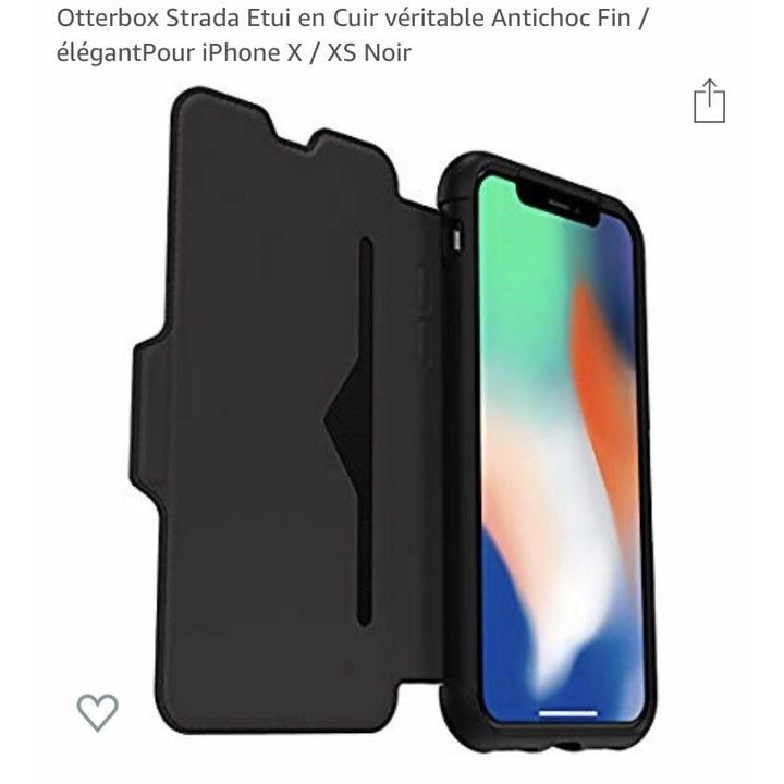 Étui portefeuille en cuir véritable noir iPhone X/XS -50% - GEO Gabon Shop Online 