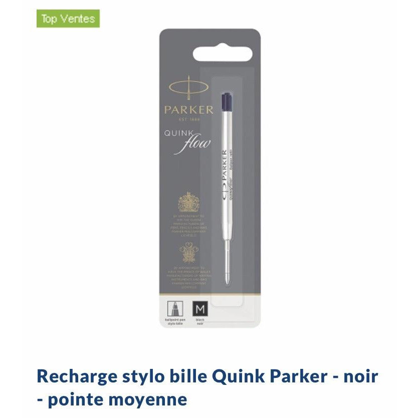 Recharge encre noire Quink Flow médium Stylo Bille Parker -50% - GEO Gabon Shop Online 