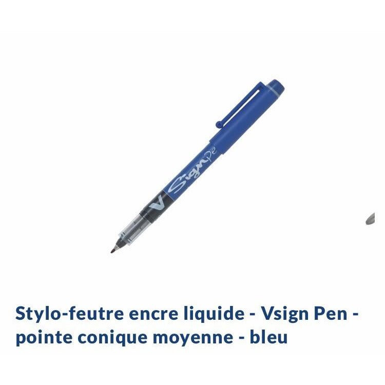 Stylo Feutre écriture V-SIGN PEN encre bleue -20% - GEO Gabon Shop Online 