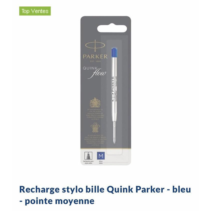 Recharge encre bleue Quink Flow médium Stylo Bille Parker -50% - GEO Gabon Shop Online 