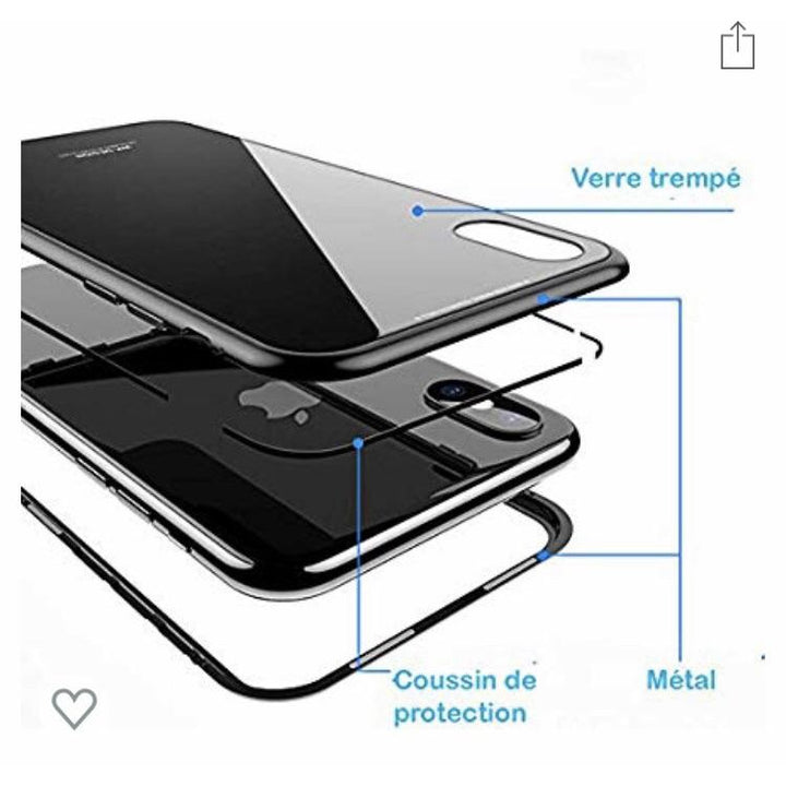 Coque rigide en verre trempé noir IPhone X -50% - GEO Gabon Shop Online 