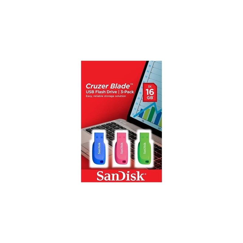 Clé USB 16 Gb 2.0 SanDisk Cruzer Blade blister de 3 -Destockage !!! - GEO Gabon Shop Online 