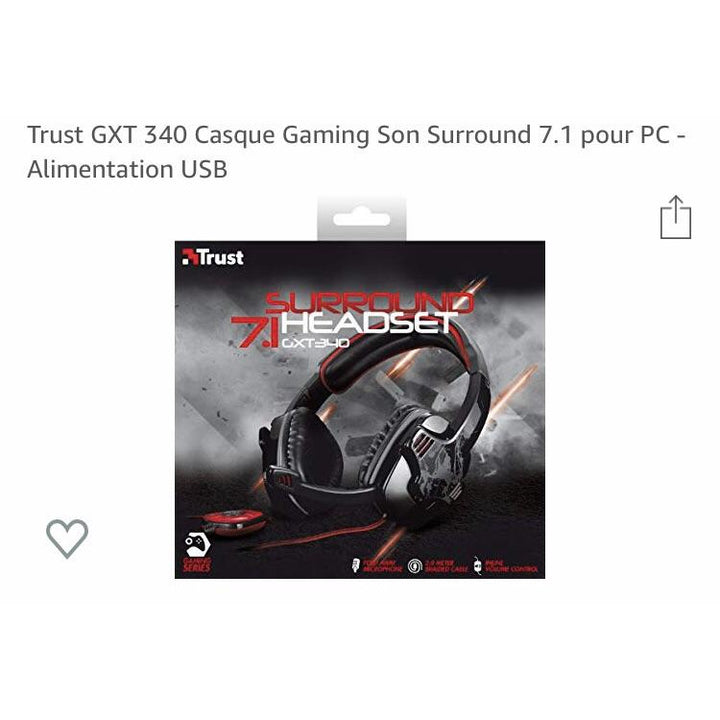 Casque-Micro Gaming Usb GXT-340 Surround 7.1 -50% - GEO Gabon Shop Online 