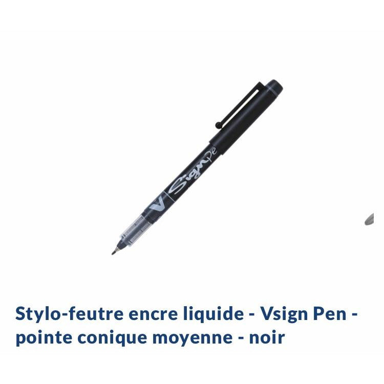 Stylo Feutre écriture V-SIGN PEN encre noire -20% - GEO Gabon Shop Online 
