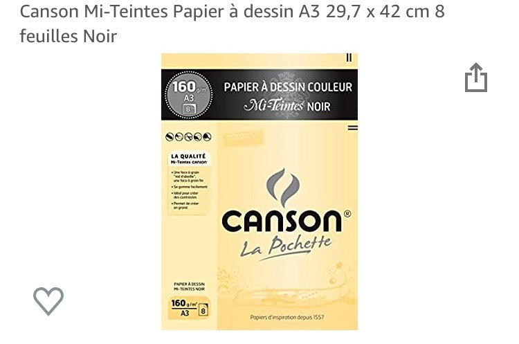 Papier Dessin Canson noir A3 29.7x42 8f 160g -Promotion !!! - GEO Gabon Shop Online 