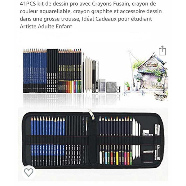 Kit de crayon de dessin professionnel 20 Pcs Ensemble de crayons à