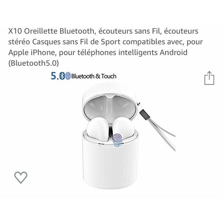 Oreillettes Bluetooth 5.0 Blanc «Style EarPods» -50% - GEO Gabon Shop Online 