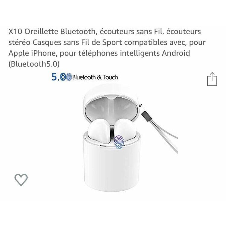 Oreillettes Bluetooth 5.0 Blanc «Style EarPods» -50% - GEO Gabon Shop Online 