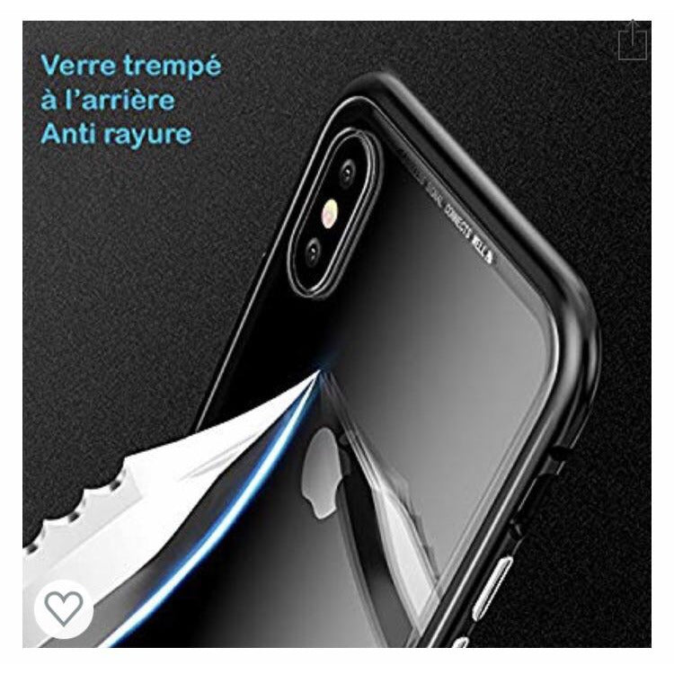 Coque rigide en verre trempé noir IPhone X -50% - GEO Gabon Shop Online 