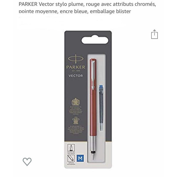 Stylo Plume Parker Vector encre bleue corps rouge -50% - GEO Gabon Shop Online 