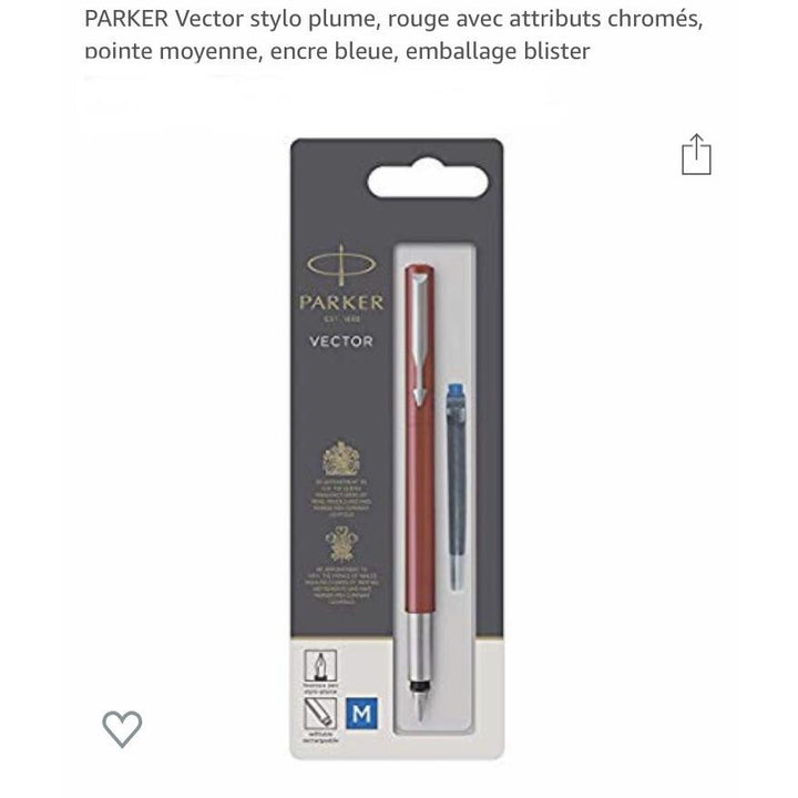 Stylo Plume Parker Vector encre bleue corps rouge -50% - GEO Gabon Shop Online 