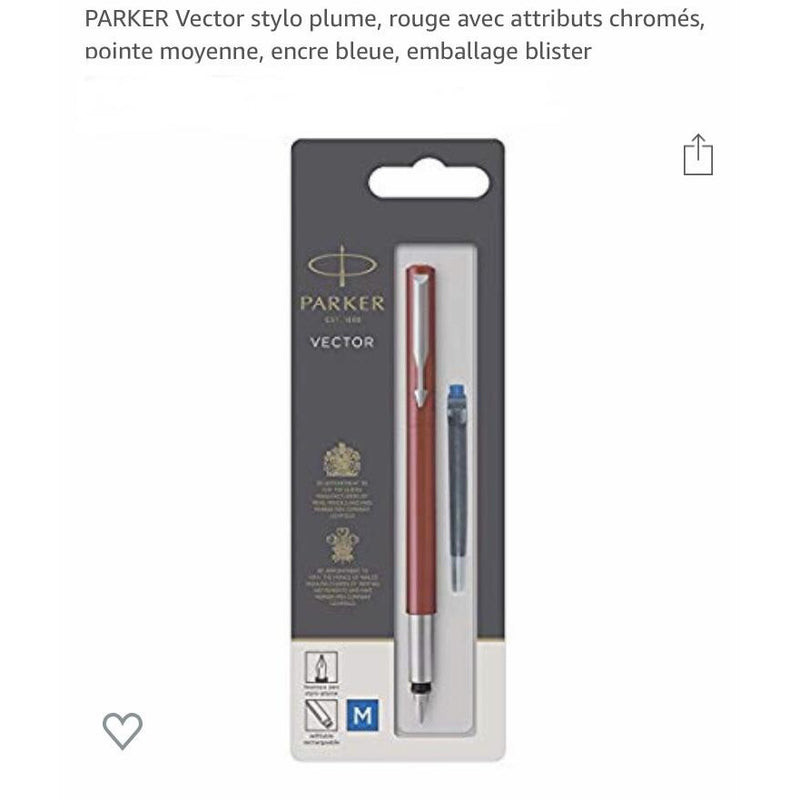 Stylo Plume Parker Vector encre bleue corps rouge -50% - GEO Gabon Shop Online 