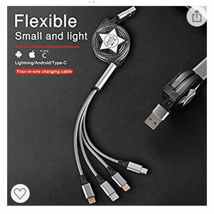 Câble 4 en 1 (2 Lightning/1 MicroUsb/1 Usb C) 1m -33% - GEO Gabon Shop Online 