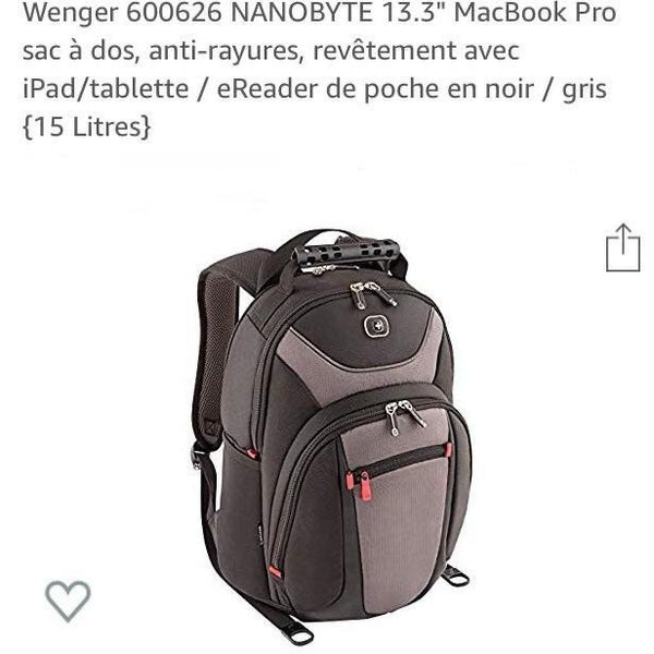 Sac à dos WENGER Nanobyte 13,3" PC/MAC noir -20% - GEO Gabon Shop Online 