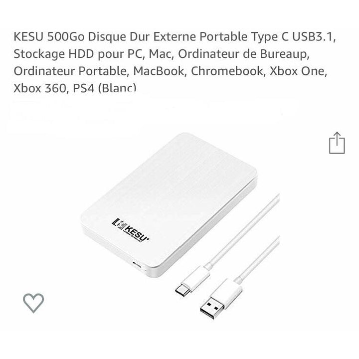 HD 500 Gb USB C/3.1 -Promotion !!! - GEO Gabon Shop Online 