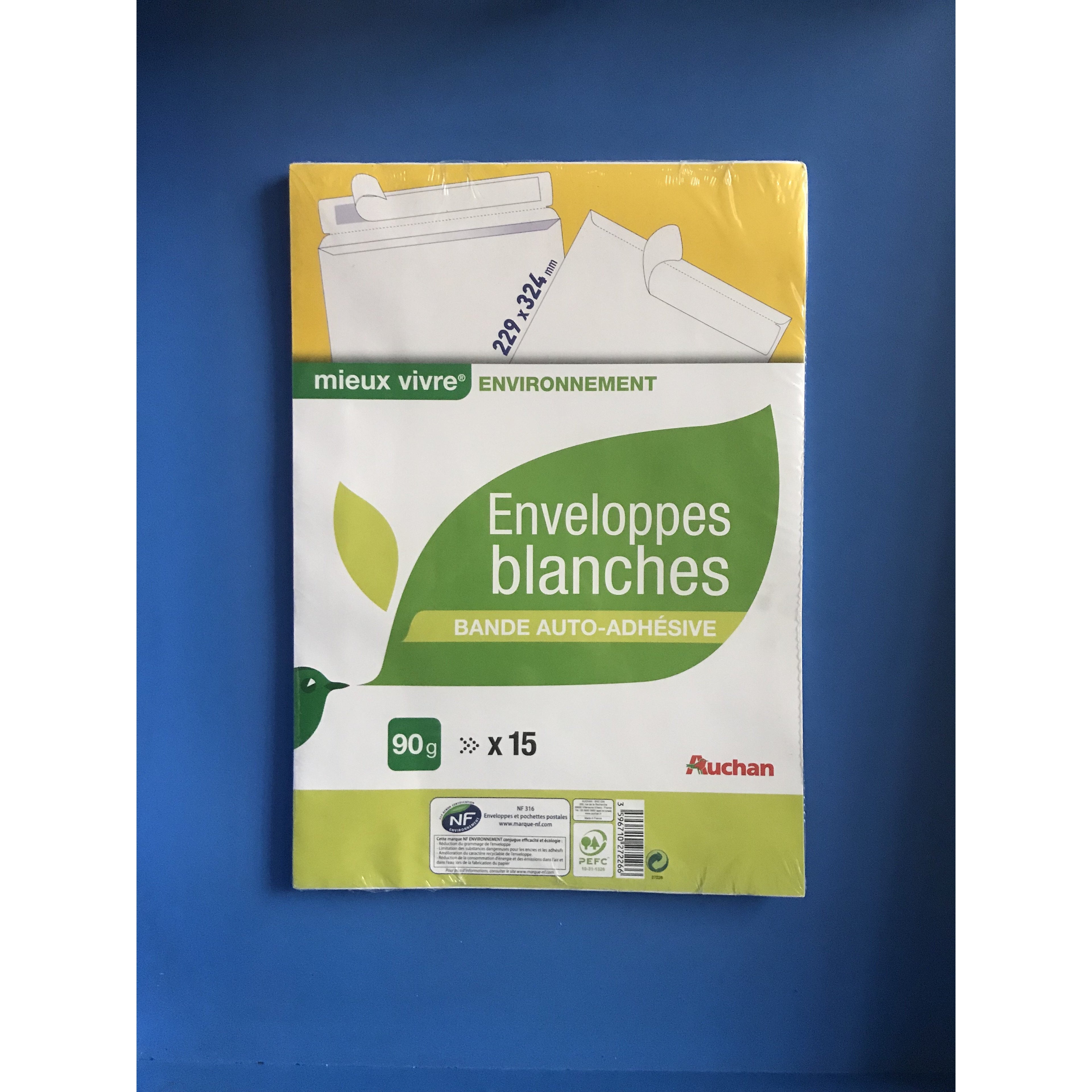 Enveloppes blanches A4 229x324 90g paquet de 15 -20% - GEO Gabon Shop Online
