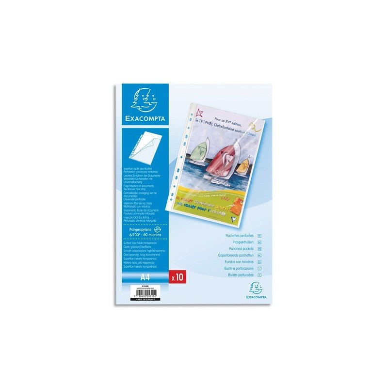 Pochettes perforées Hte Qualité A4 PP sachet de 10 -20% - GEO Gabon Shop Online 