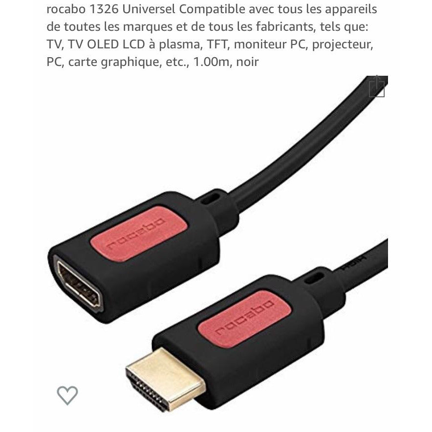 HDMI Rallonge M->F 1 m -20% - GEO Gabon Shop Online 