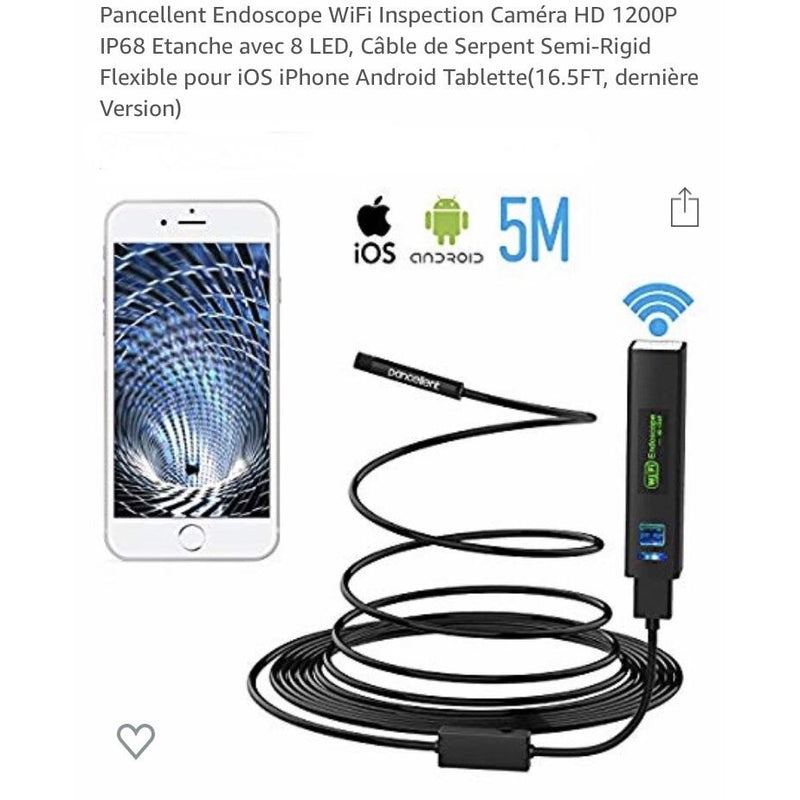 Endoscope Wifi iOS/Androïd 5m câble -34% - GEO Gabon Shop Online 