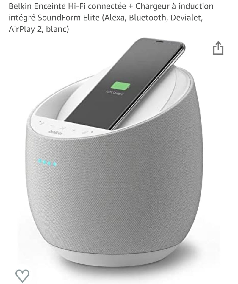 Belkin Enceinte Connectée/Amplifiée avec Alexa + Chargeur Induction -50.000 F