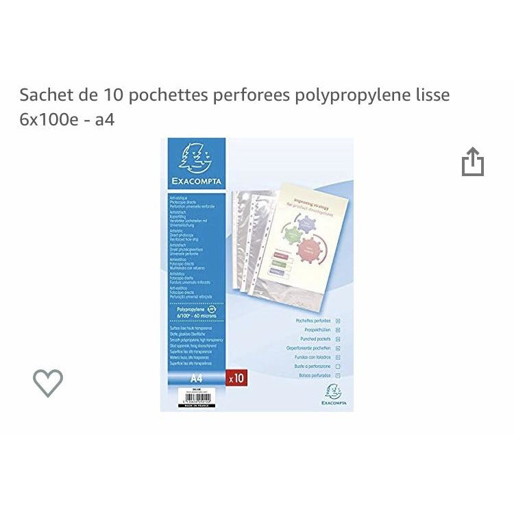 Pochettes perforées Hte Qualité A4 PP sachet de 10 -20% - GEO Gabon Shop Online 