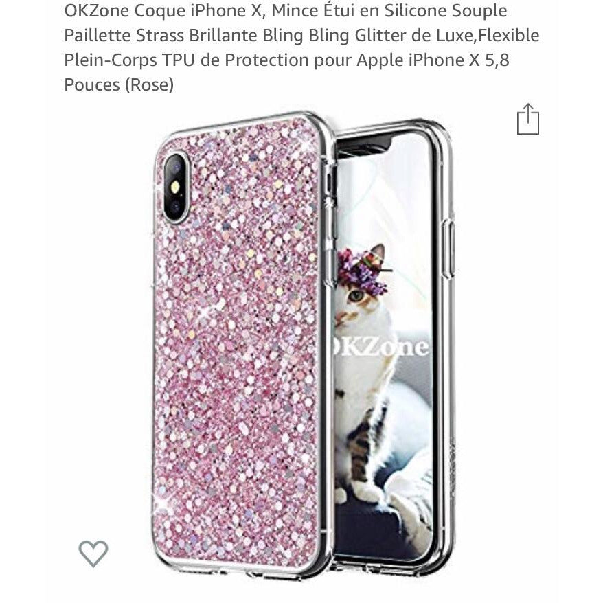 Coque en Silicone Rose + Strass iPhone X/XS -33% - GEO Gabon Shop Online 