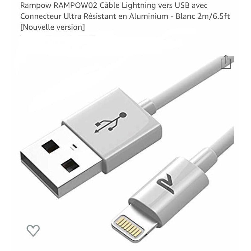 Câble LIGHTNING 1m haute qualité -20% - GEO Gabon Shop Online 