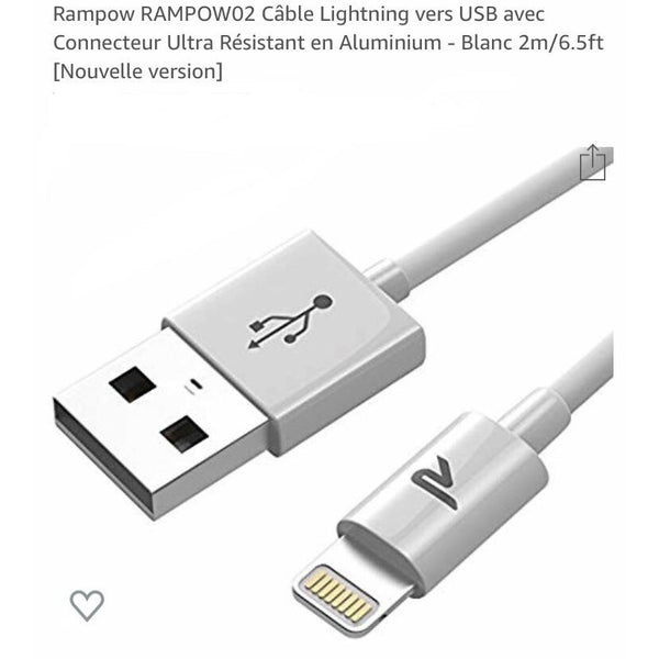 Câble LIGHTNING 1m haute qualité -20% - GEO Gabon Shop Online 