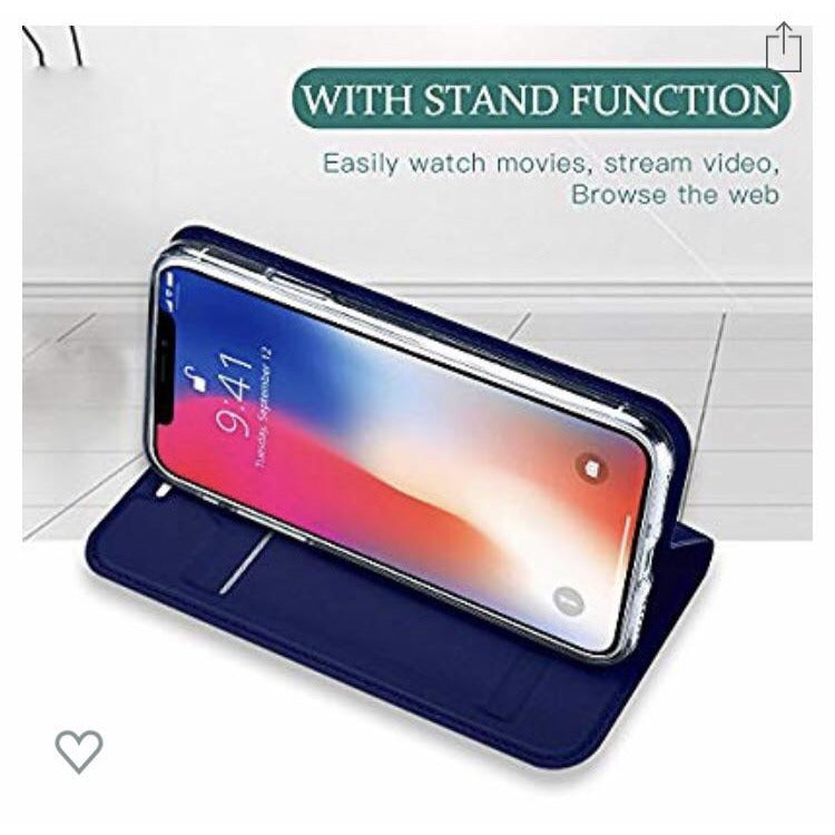 Étui portefeuille en cuir bleu iPhone X/XS -50% - GEO Gabon Shop Online 